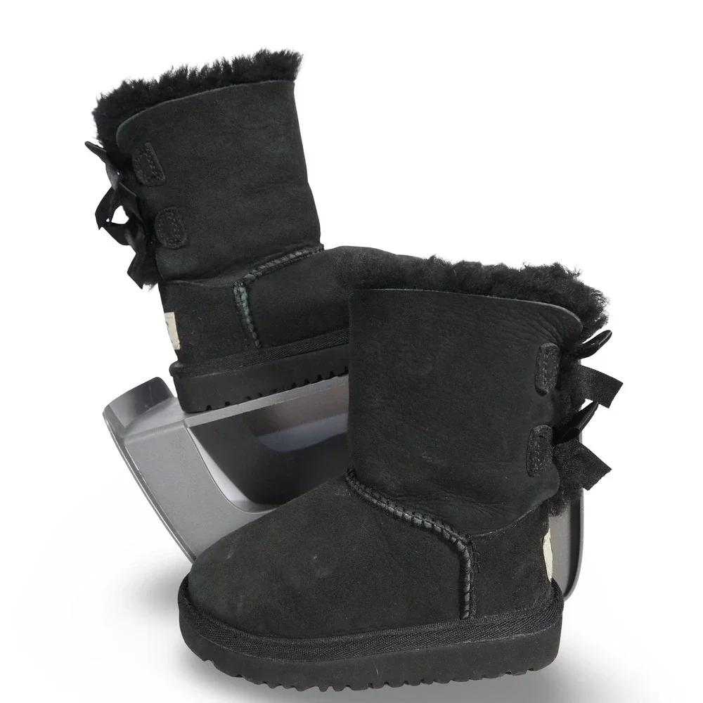 UGG Bailey Bow II‎ Suede Boots 3280T Black Toddler 6 UK 5 EU 22.5